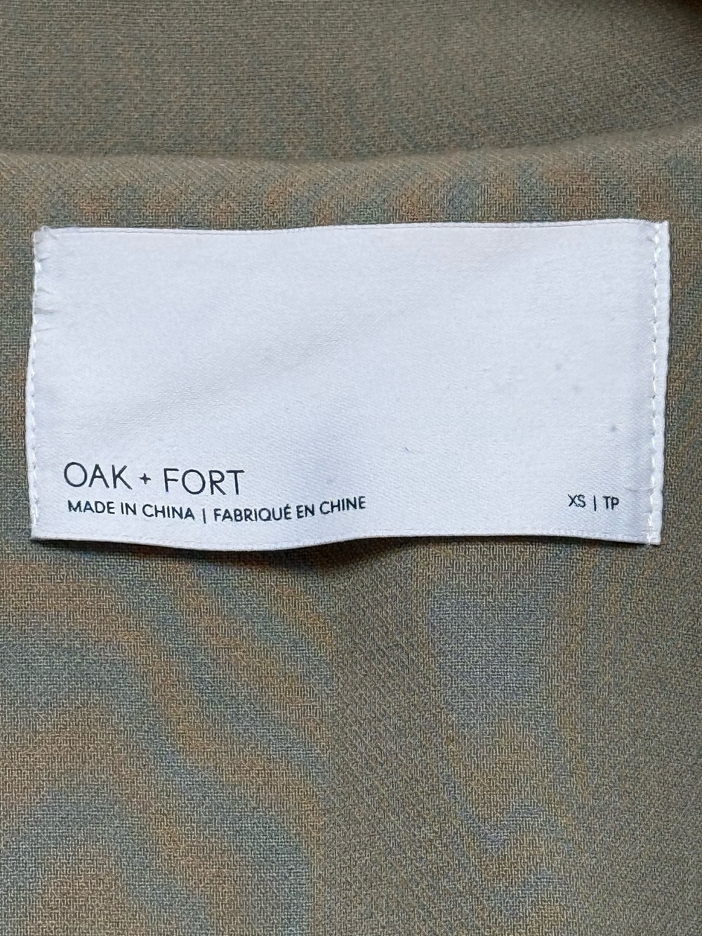 Oak + Fort Oversized Trench Coat Olive Double Breasted Size XS - Picture 5 of 13